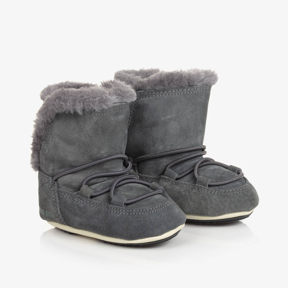 Moon Boot - Grey Suede Baby Moon Boots | Childrensalon