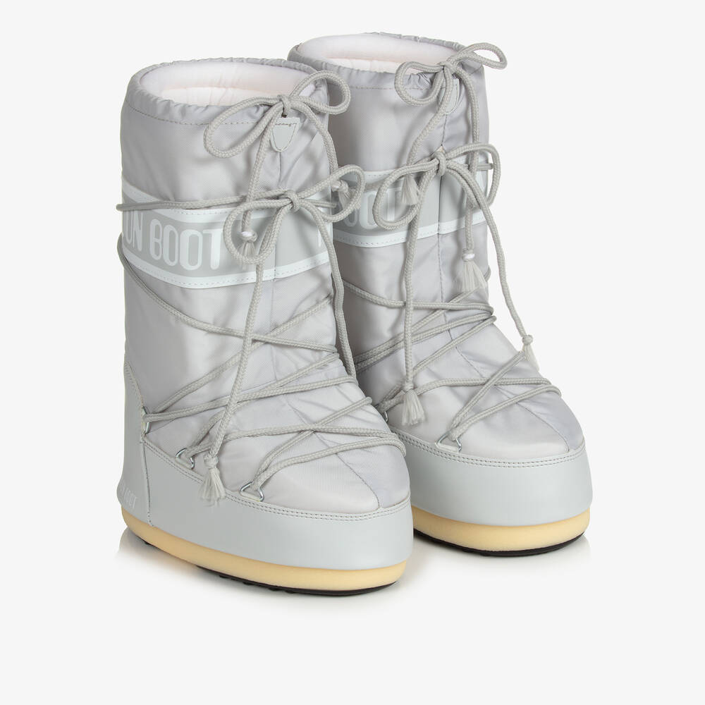 Moon Boot - Бело-серые зимние сапоги Icon | Childrensalon