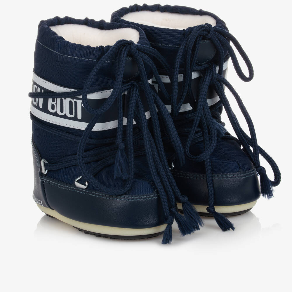 Moon Boot - Navy Blue Mini Nylon Snow Boots | Childrensalon