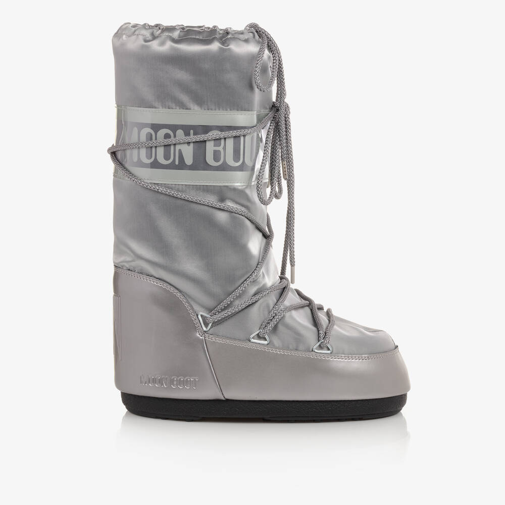 Moon Boot Teen Silver Satin Snow Boots