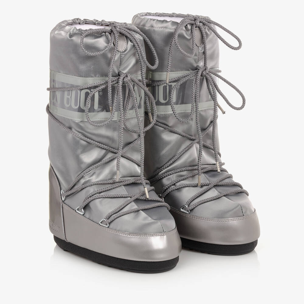 Moon Boot - Teen Silver Satin Snow Boots | Childrensalon