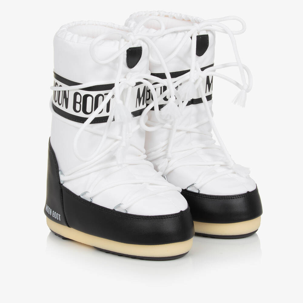 Moon Boot - White & Black Icon Snow Boots | Childrensalon