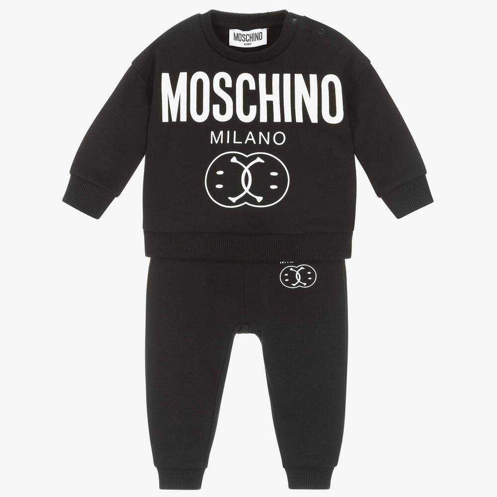 Moschino Baby - Survêtement noir double smiley bébé | Childrensalon