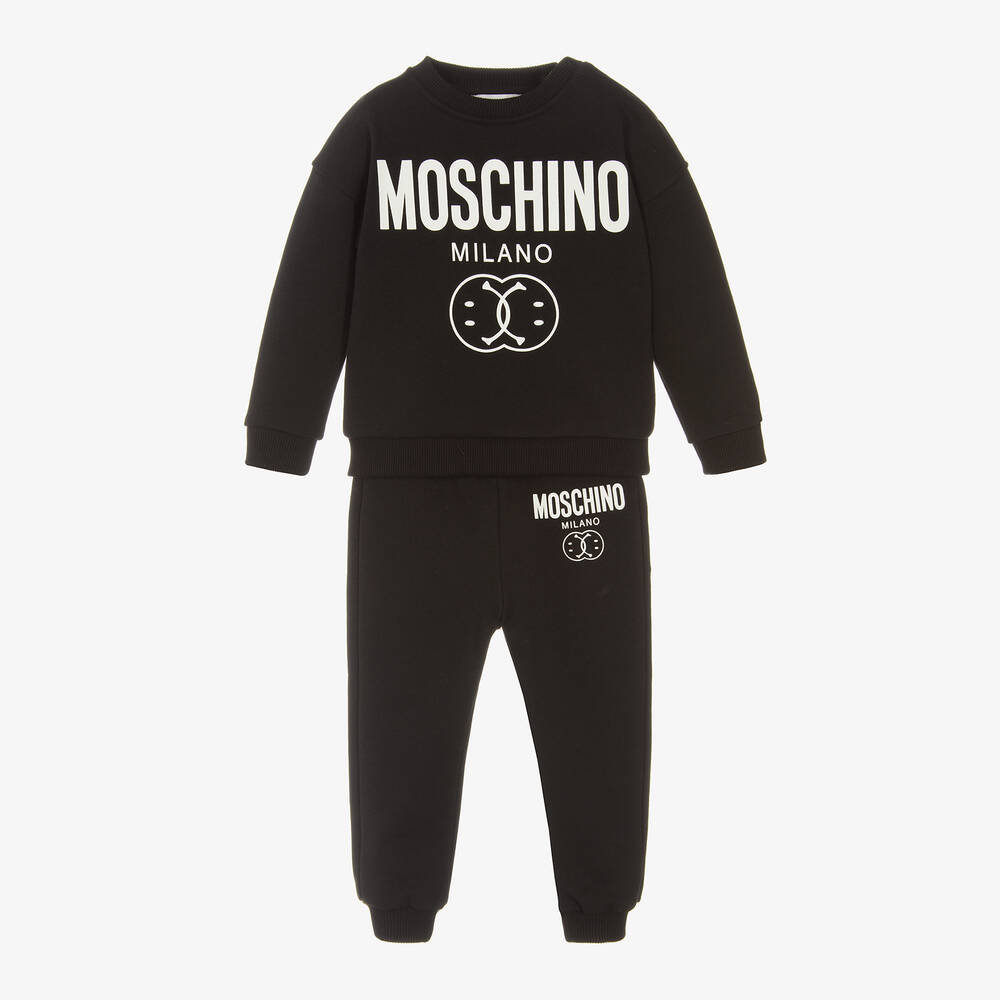 Moschino Baby - Baby Boys Black Double Smiley Tracksuit | Childrensalon