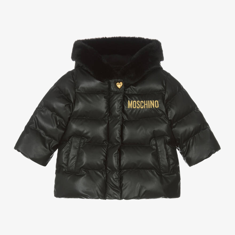 Moschino Baby - Baby Girls Black Hooded Puffer Jacket | Childrensalon