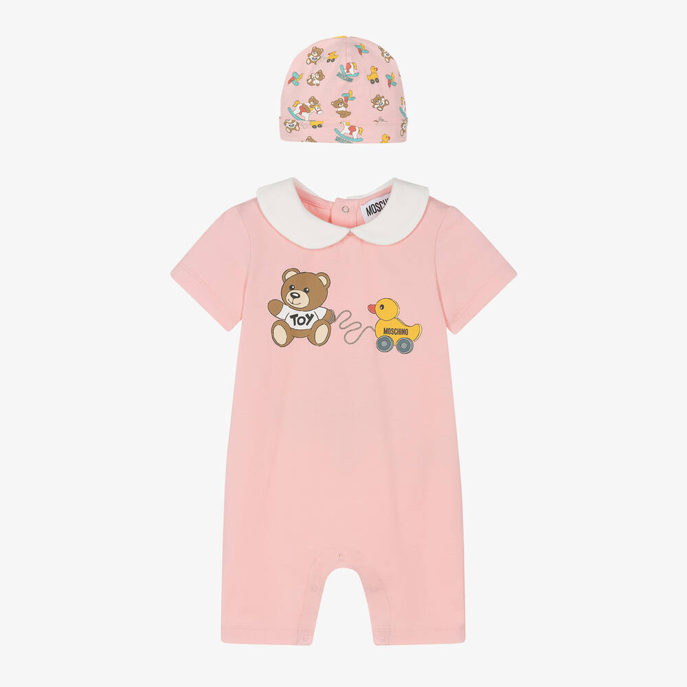 Moschino Baby - Baby Girls Pink Cotton Teddy Shortie Set | Childrensalon