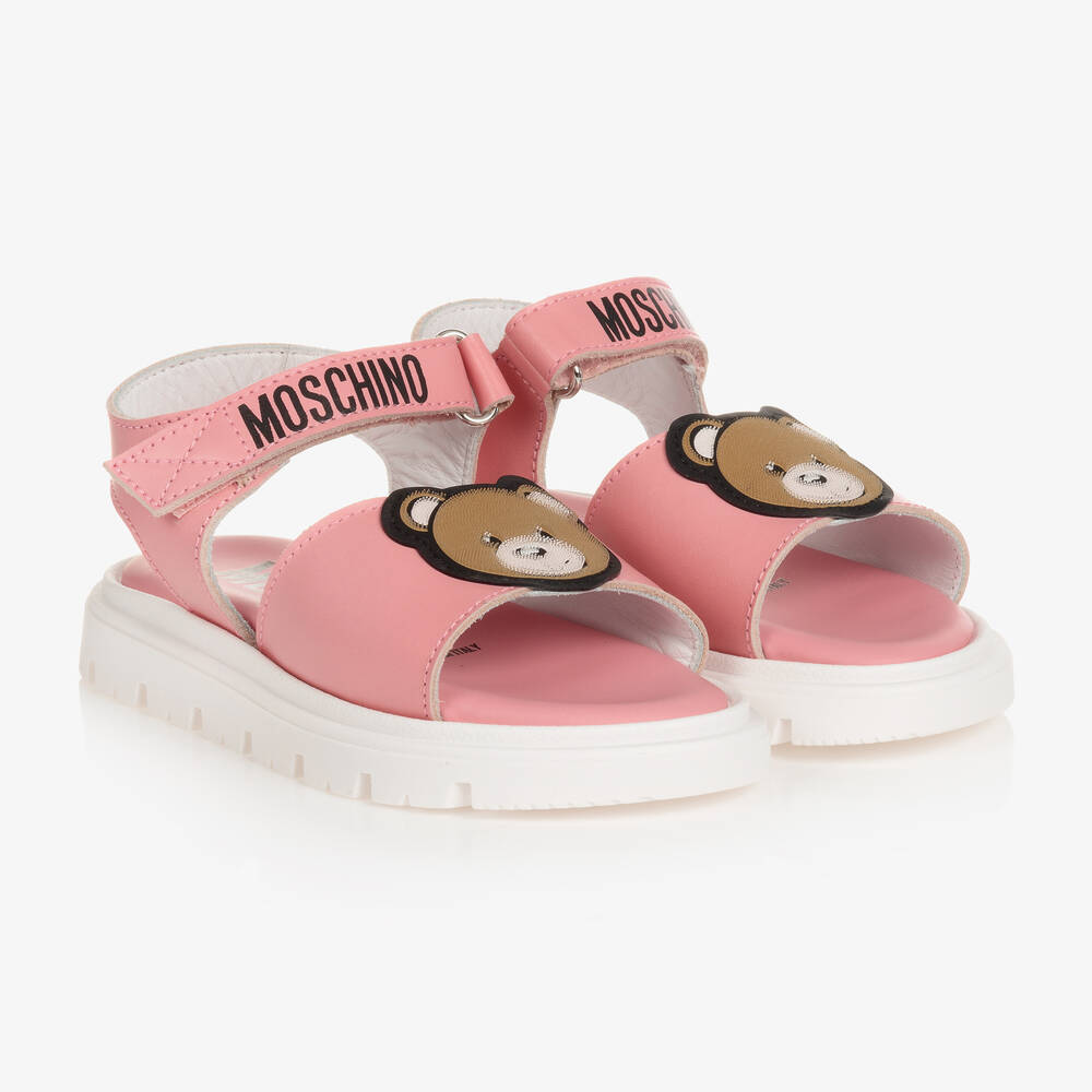 Moschino Baby Baby Girls Pink Leather Logo Sandals
