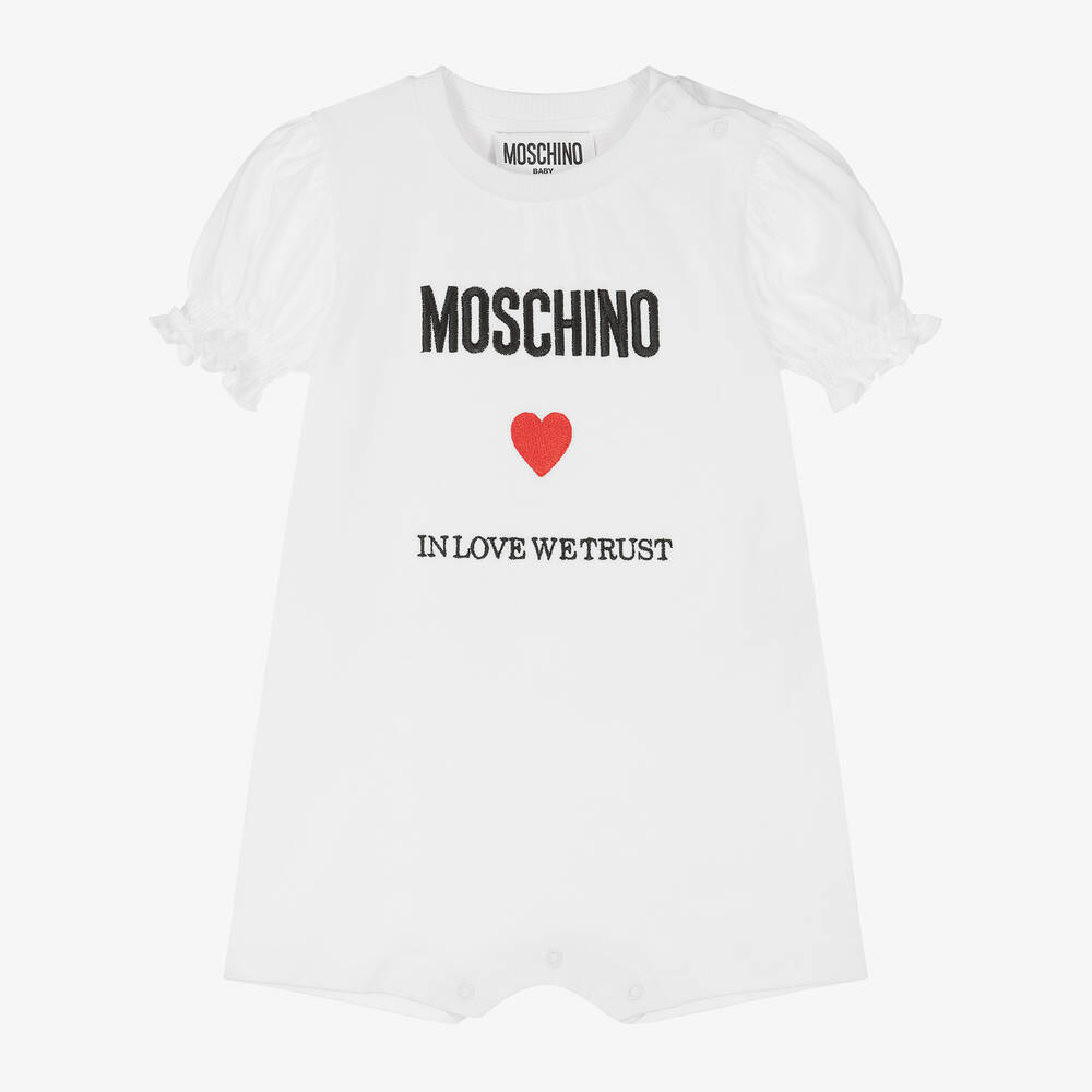 Moschino Baby - Baby Girls White Cotton Heart Shortie | Childrensalon