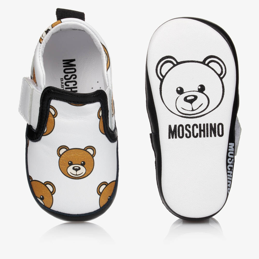 Moschino Kids Teddy Bear leather sneakers - White
