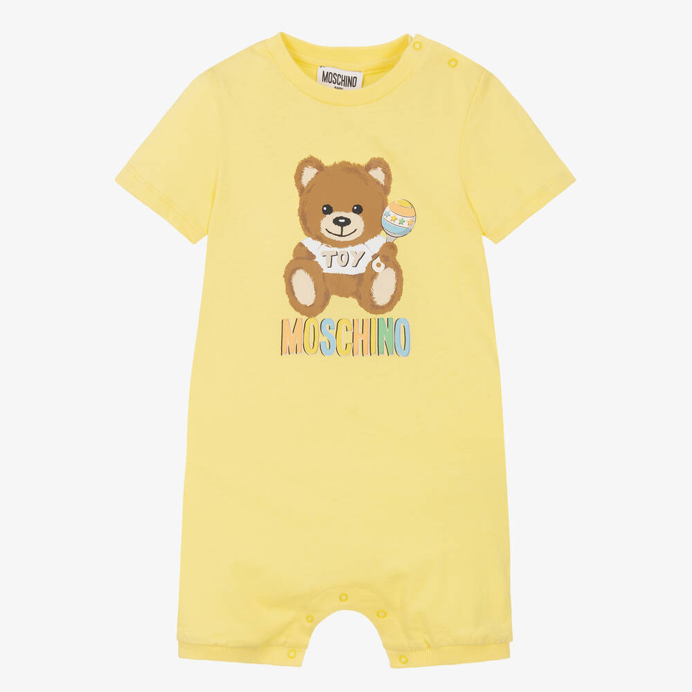 Moschino Baby - Barboteuse jaune en coton | Childrensalon