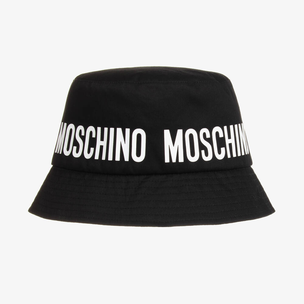 Moschino Kid-Teen Bucket Hat Cotton Unisex Toddler 2-4 Year Black by Childrensalon
