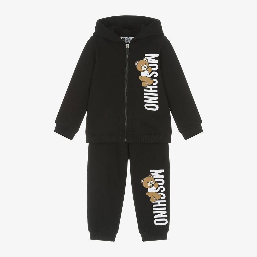 Moschino Baby - بدلة رياضية بطبعة تيدي بير قطن جيرسي لون أسود | Childrensalon