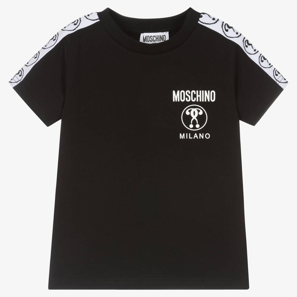 Moschino Kid-teen Babies' Black Cotton Logo Tape T-shirt