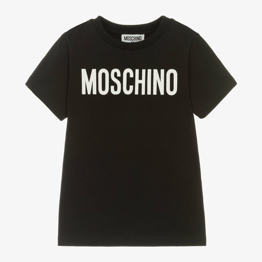 Moschino Kid-Teen - Black Cotton T-Shirt | Childrensalon