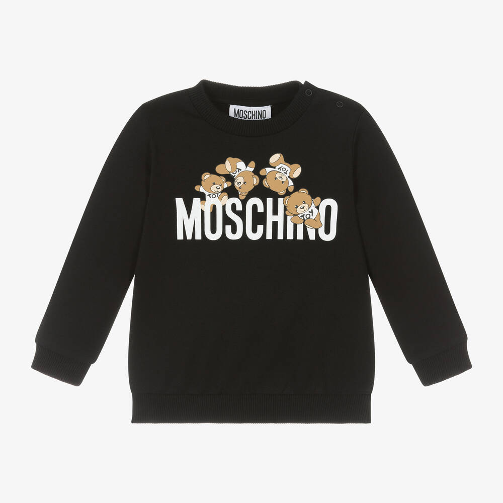 Moschino Baby - Black Cotton Teddy Bear Baby Sweatshirt | Childrensalon