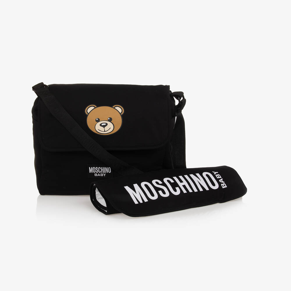 Moschino Baby - Black Cotton Teddy Bear Changing Bag (49cm) | Childrensalon
