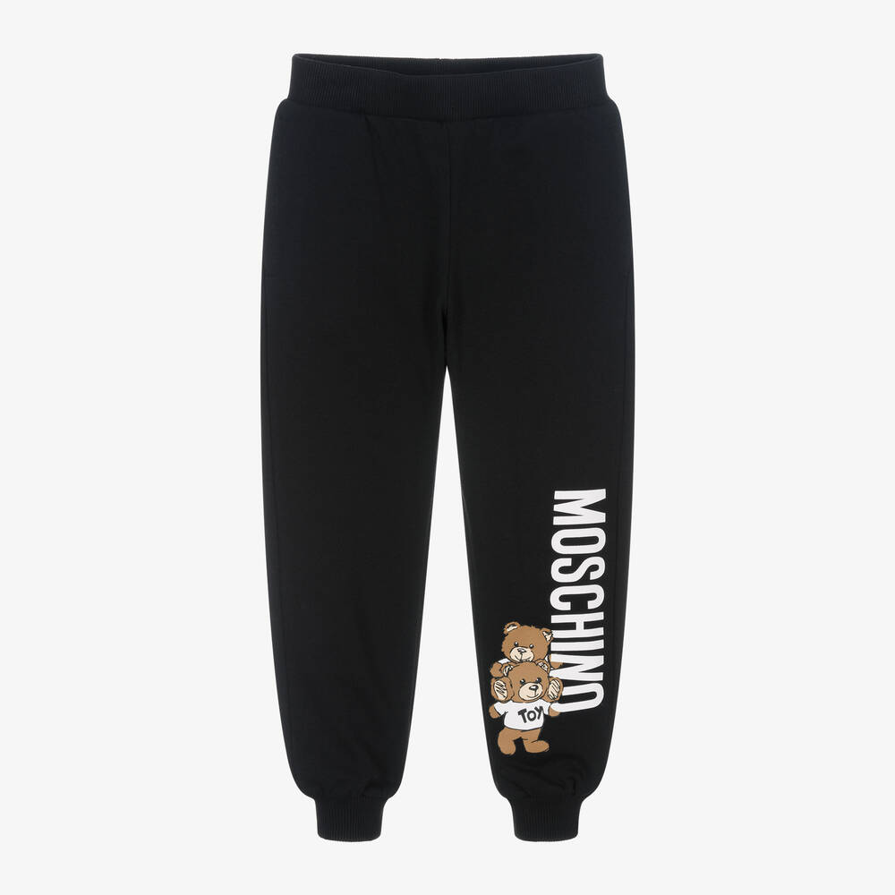 Moschino Kid-Teen - Black Cotton Teddy Bear Joggers | Childrensalon