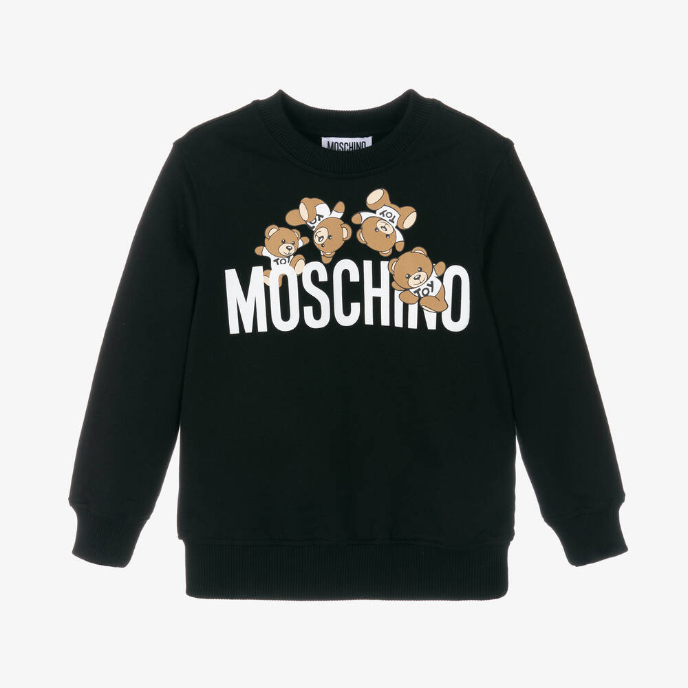Moschino Kid-Teen - Black Cotton Teddy Bear Sweatshirt | Childrensalon