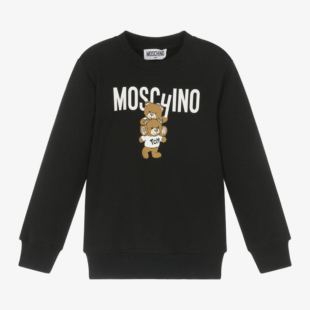 Moschino Kid-Teen - Black Cotton Teddy Bear Sweatshirt | Childrensalon