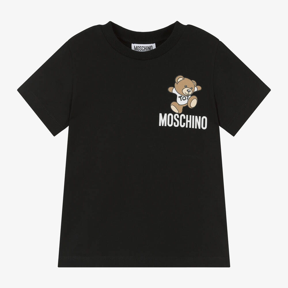 Moschino Kid-Teen - Black Cotton Teddy Bear T-Shirt | Childrensalon