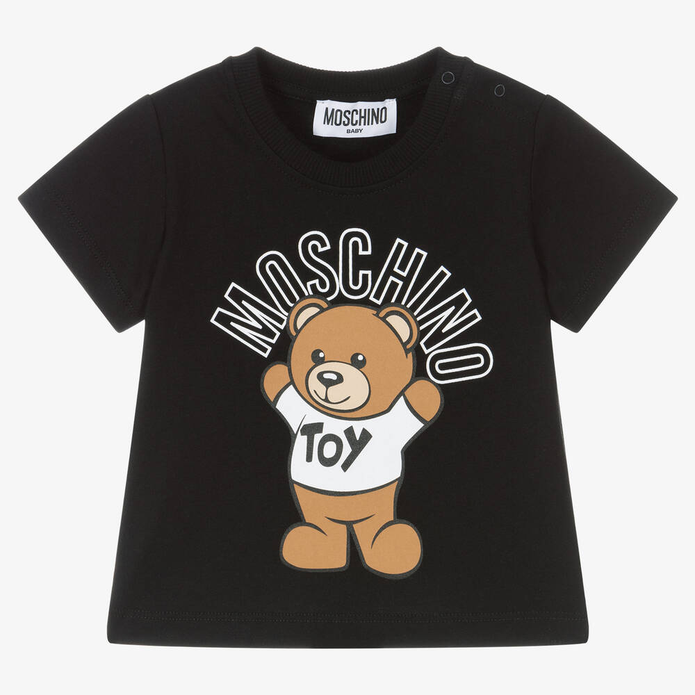 Moschino Baby - Schwarzes Teddy-Baumwoll-T-Shirt | Childrensalon