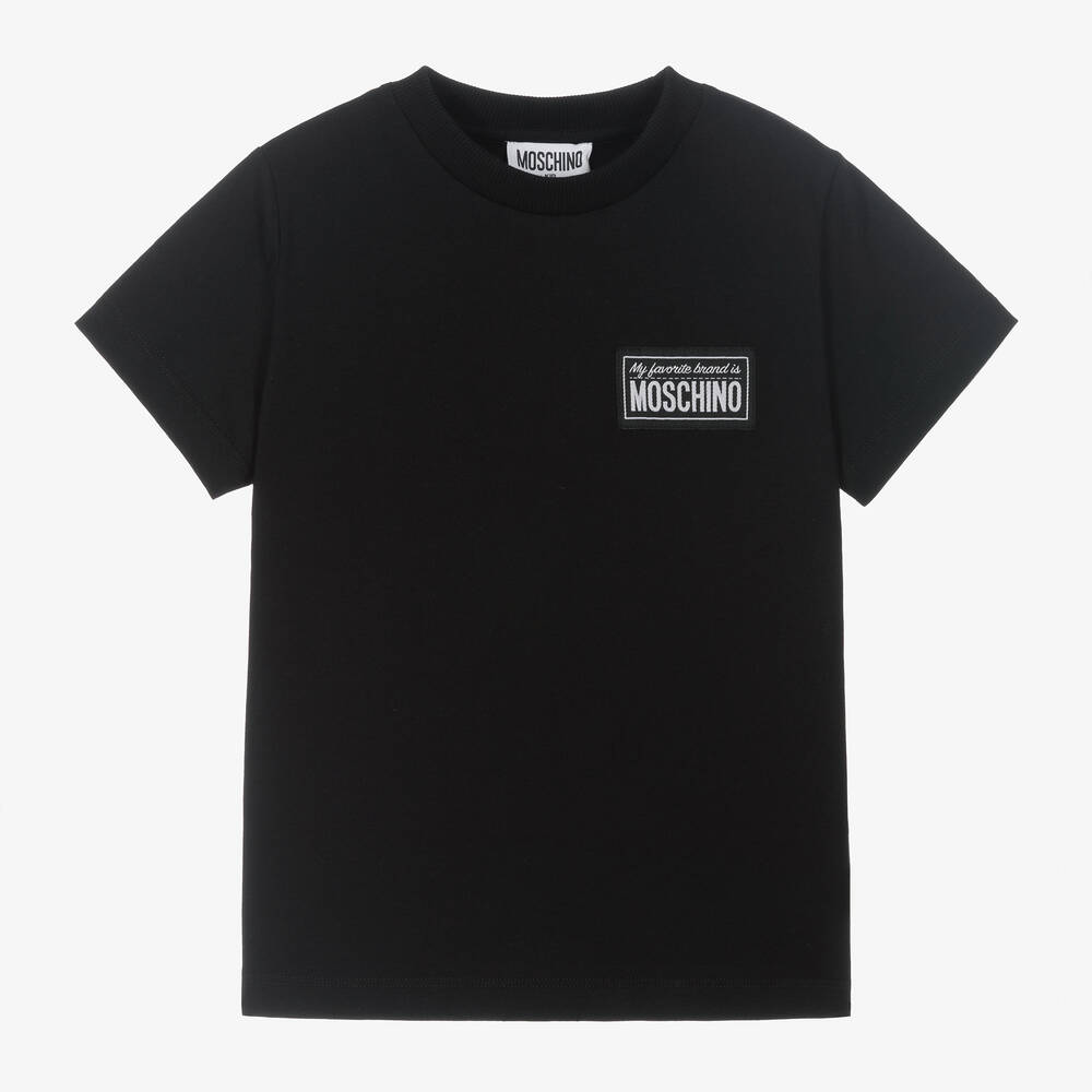 Moschino Kid-Teen - Black Label Logo Cotton T-Shirt | Childrensalon