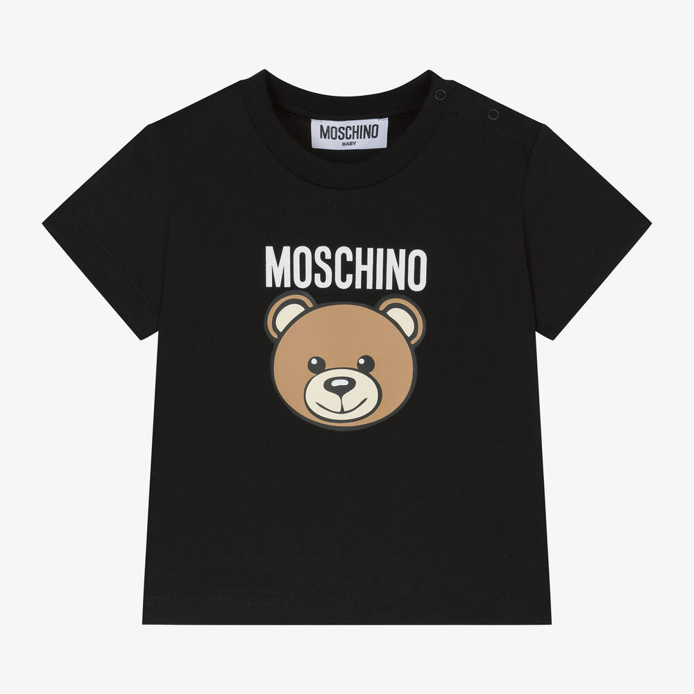Moschino Baby - تيشيرت بطبعة تيدي بير قطن لون أسود للأطفال | Childrensalon