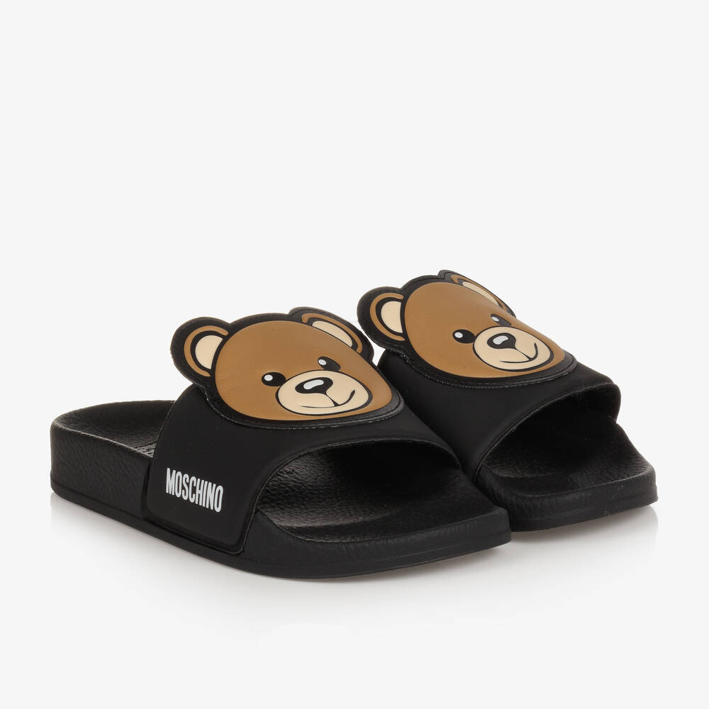 Moschino - Black Teddy Bear Sliders | Childrensalon