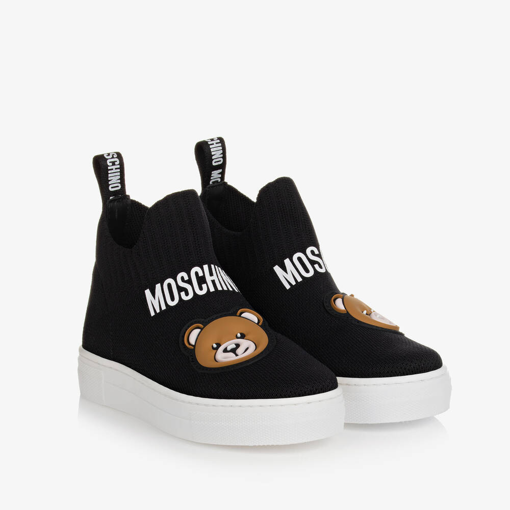 Moschino Kid-Teen - Черные кроссовки-носки с медвежатами | Childrensalon