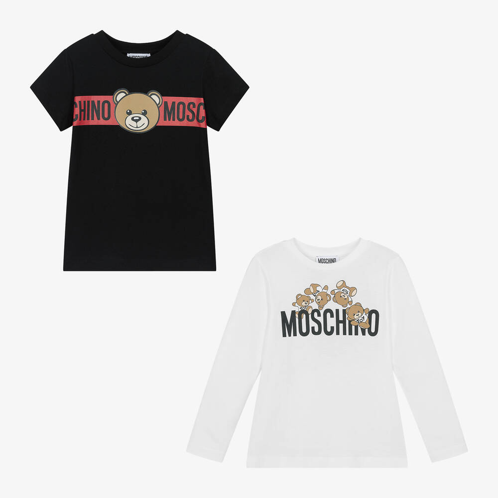 Moschino Kid-Teen - Black & White Cotton Tops (2 Pack) | Childrensalon