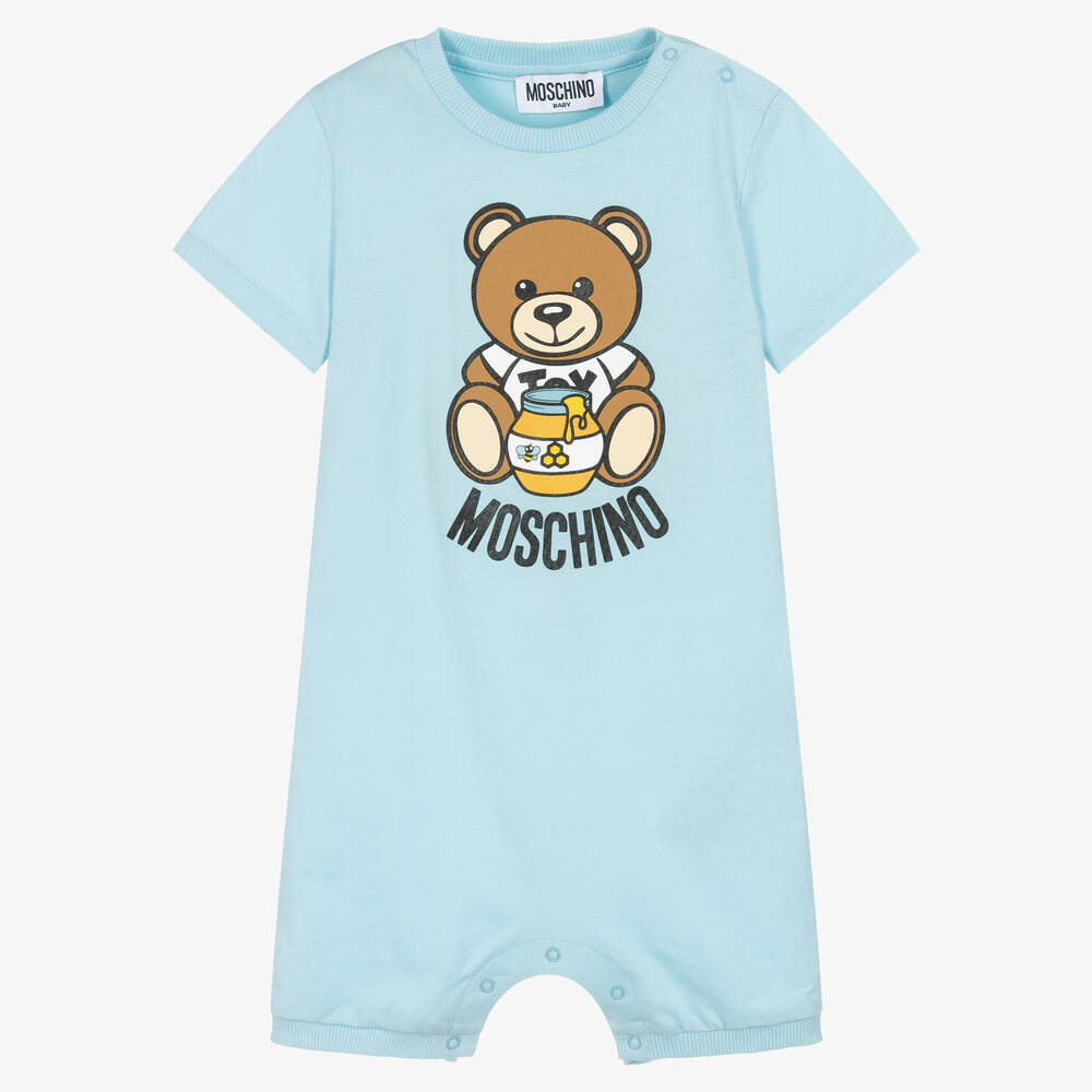 Moschino Baby - Barboteuse bleue en coton bébé | Childrensalon