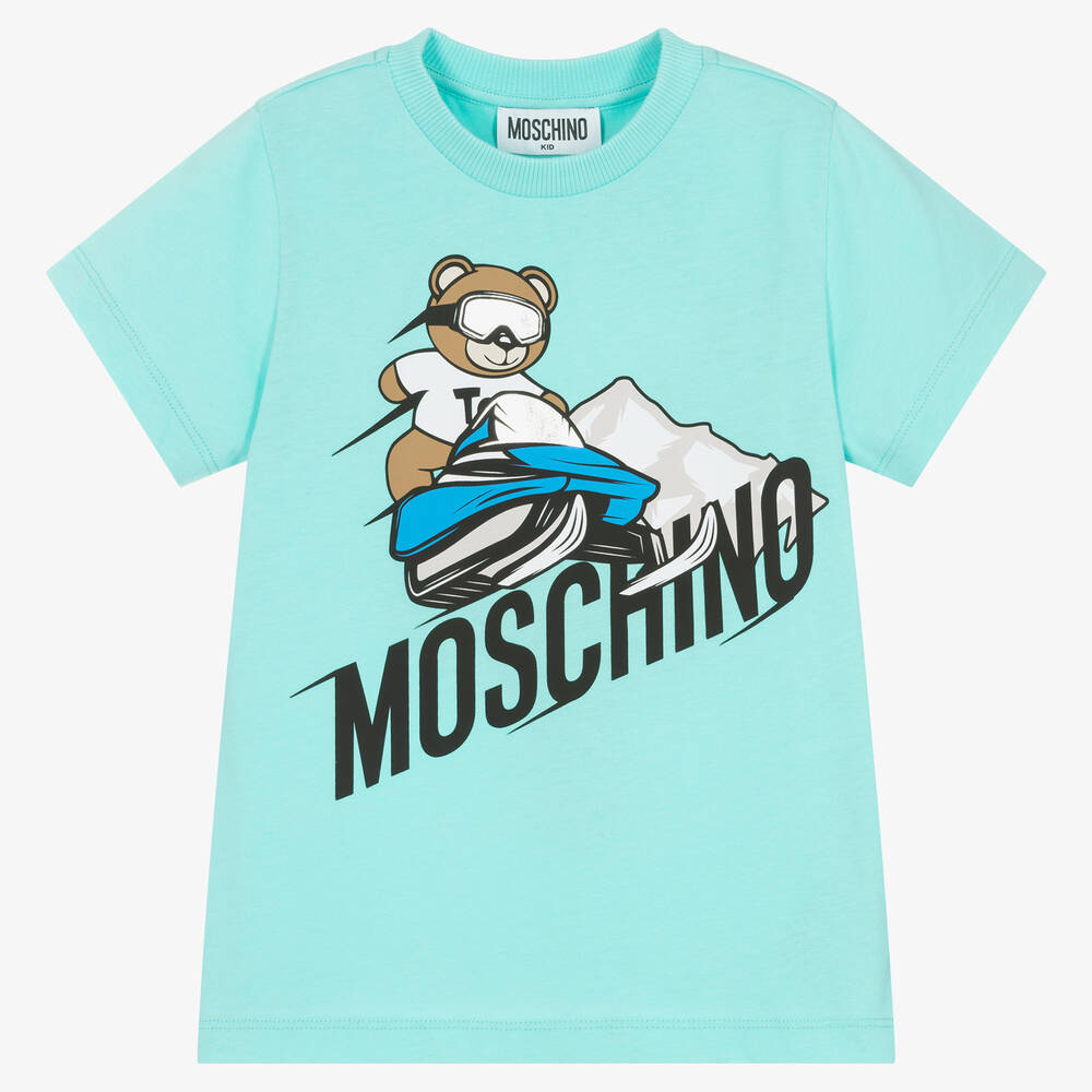 Moschino Kid-teen Blue Cotton Mountain Teddy Bear T-shirt