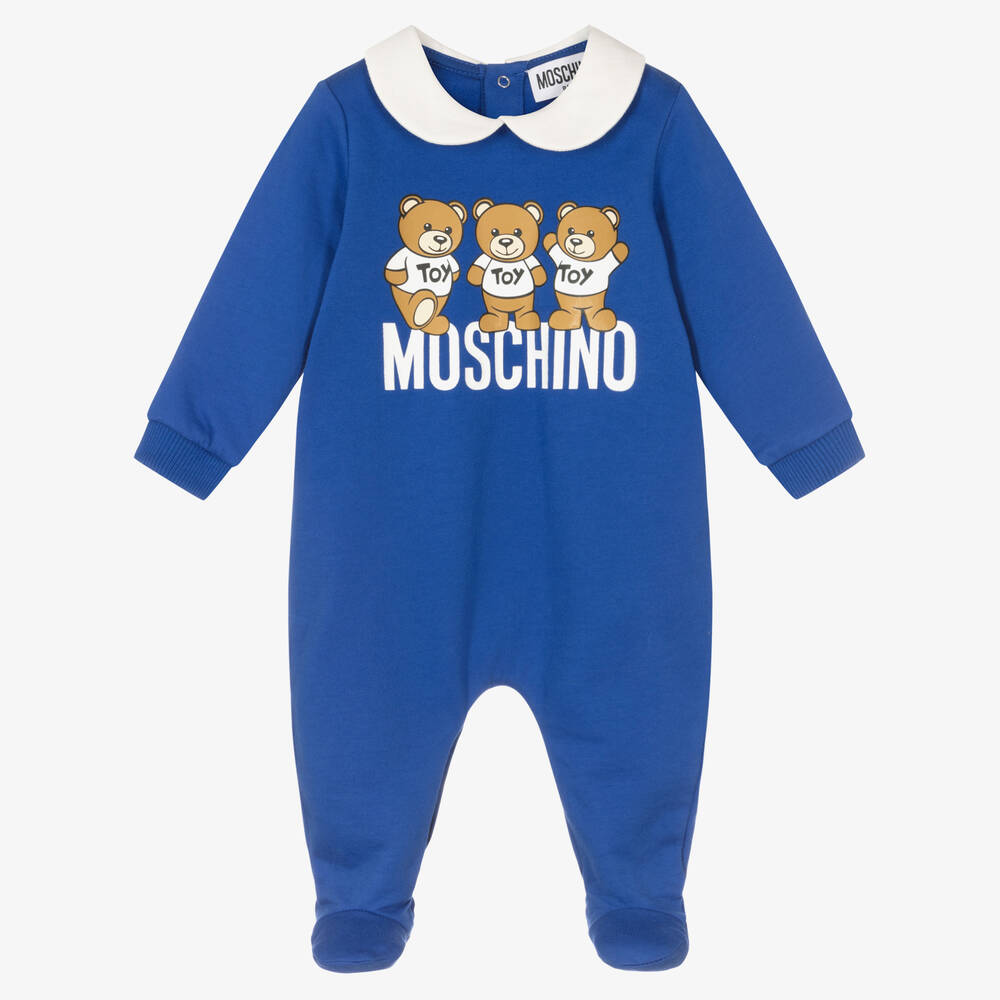 Moschino Baby Blue Cotton Teddy Bear Babygrow