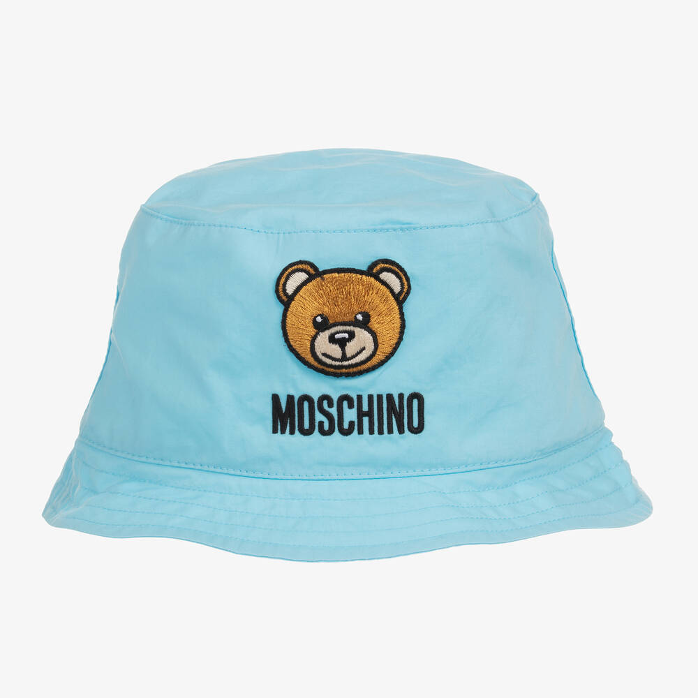 Moschino Baby - قبعة بطبعة تيدي بير قطن بوبلين لون أزرق | Childrensalon