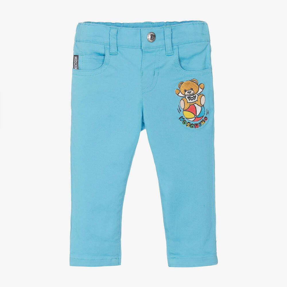 Moschino Baby - جينز بطبعة تيدي بير قطن تويل لون أزرق | Childrensalon