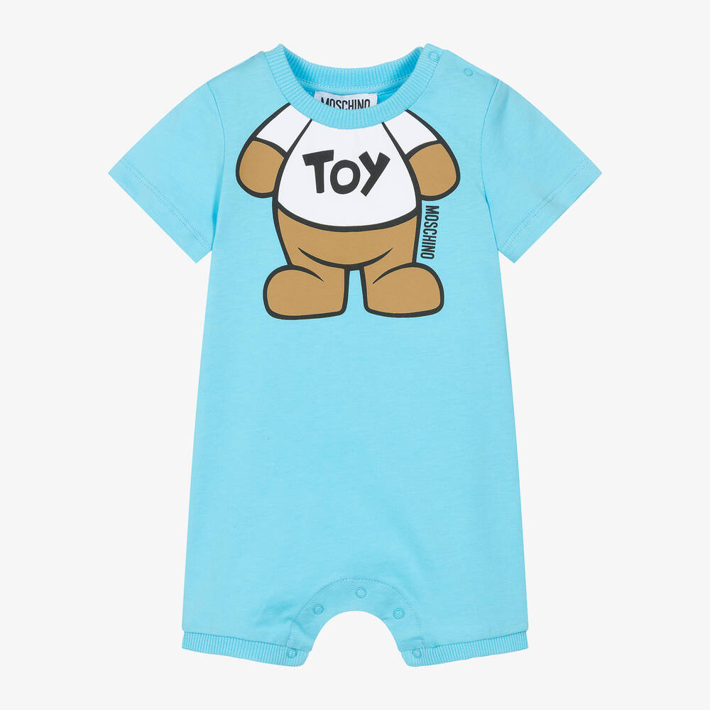 Moschino Baby Babies' Blue Cotton Teddy Bear Logo Shortie
