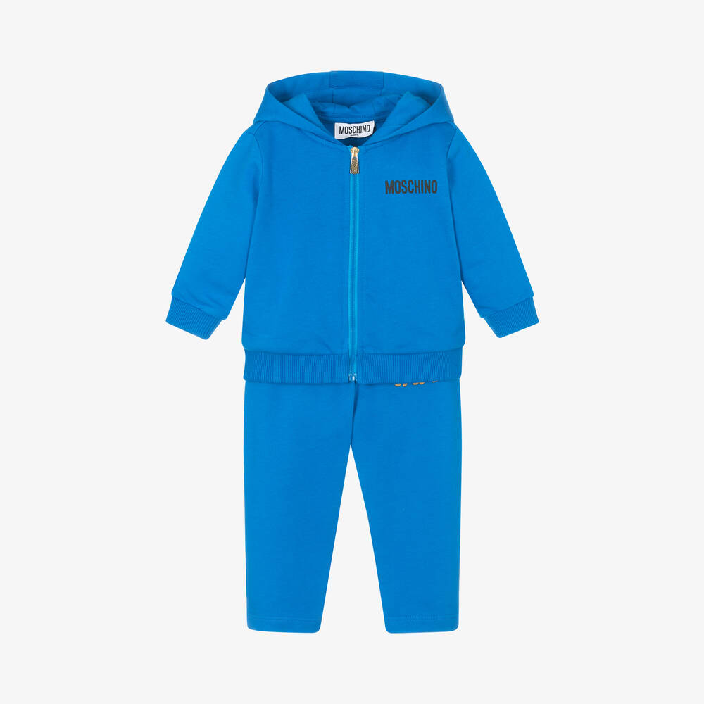 Moschino Baby -  بدلة رياضية تيدي بير قطن لون أزرق | Childrensalon