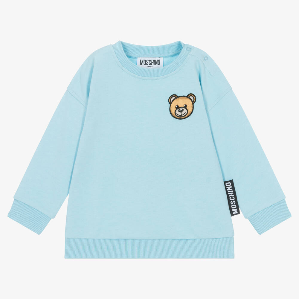 Moschino Baby Babies' Blue Cotton Teddy Bear Sweatshirt