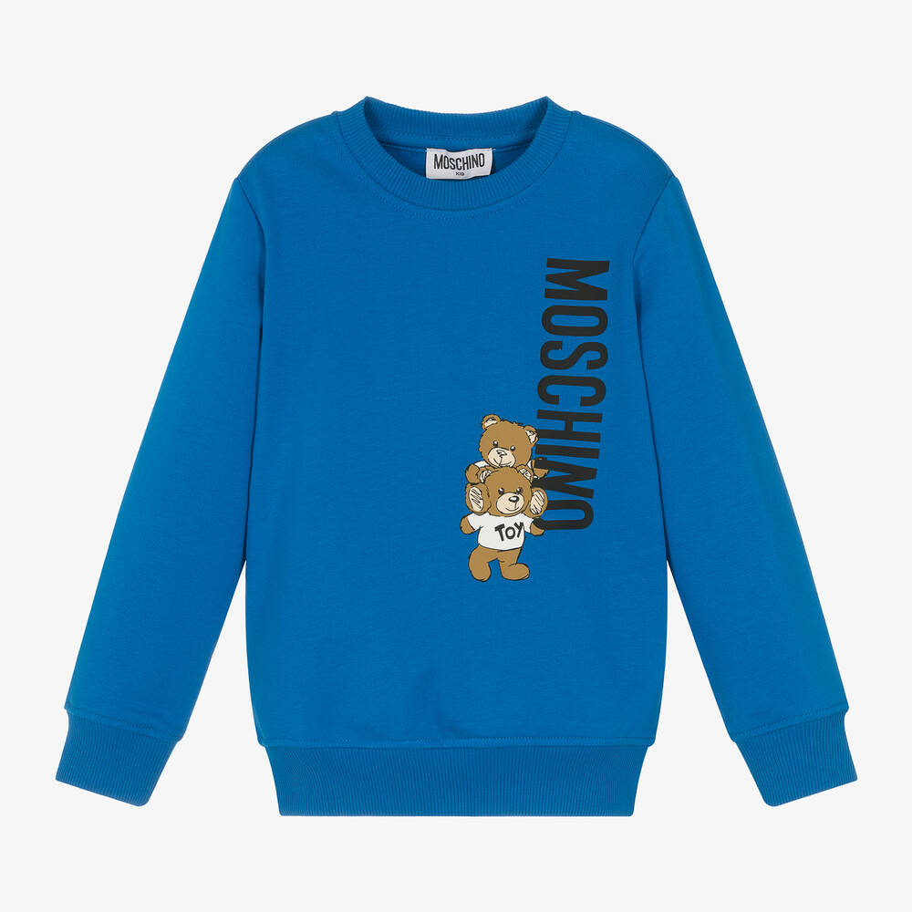 Moschino Kid-Teen - Blue Cotton Teddy Bear Sweatshirt | Childrensalon