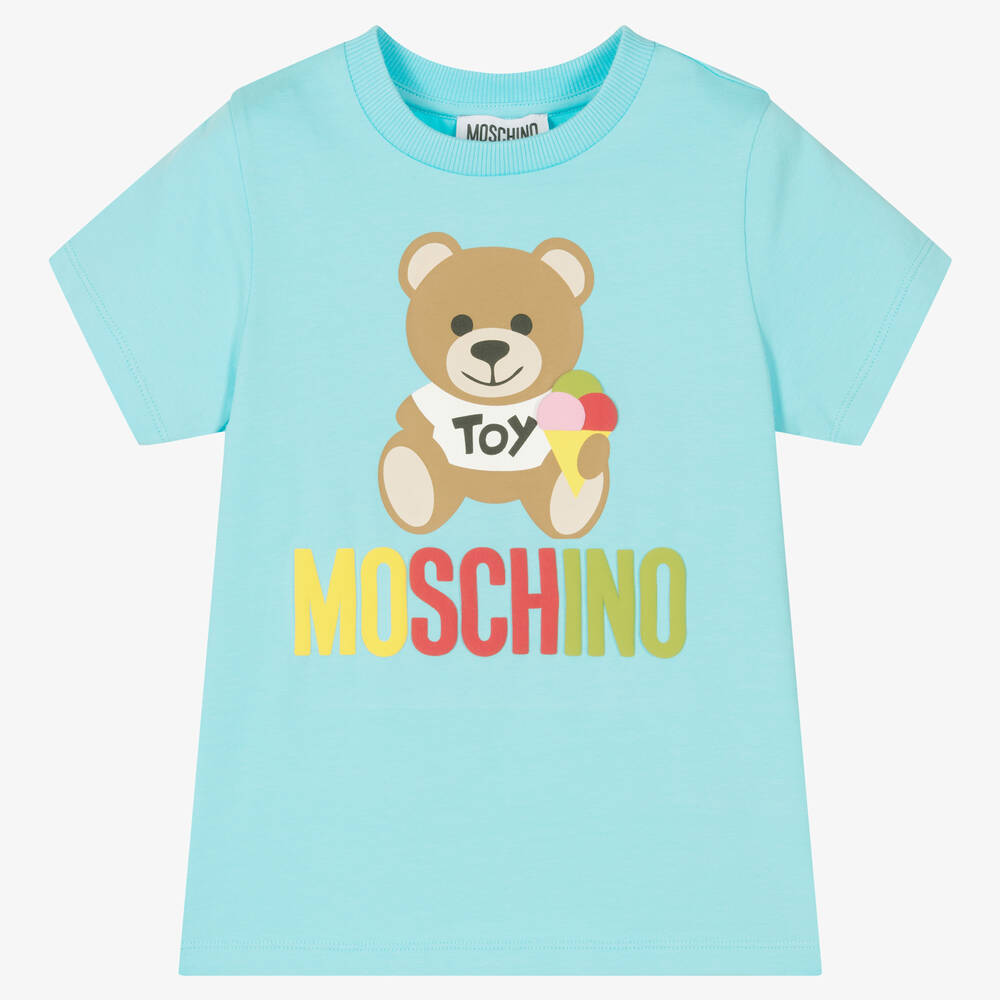 Moschino Kid-teen Babies' Blue Cotton Teddy Bear T-shirt
