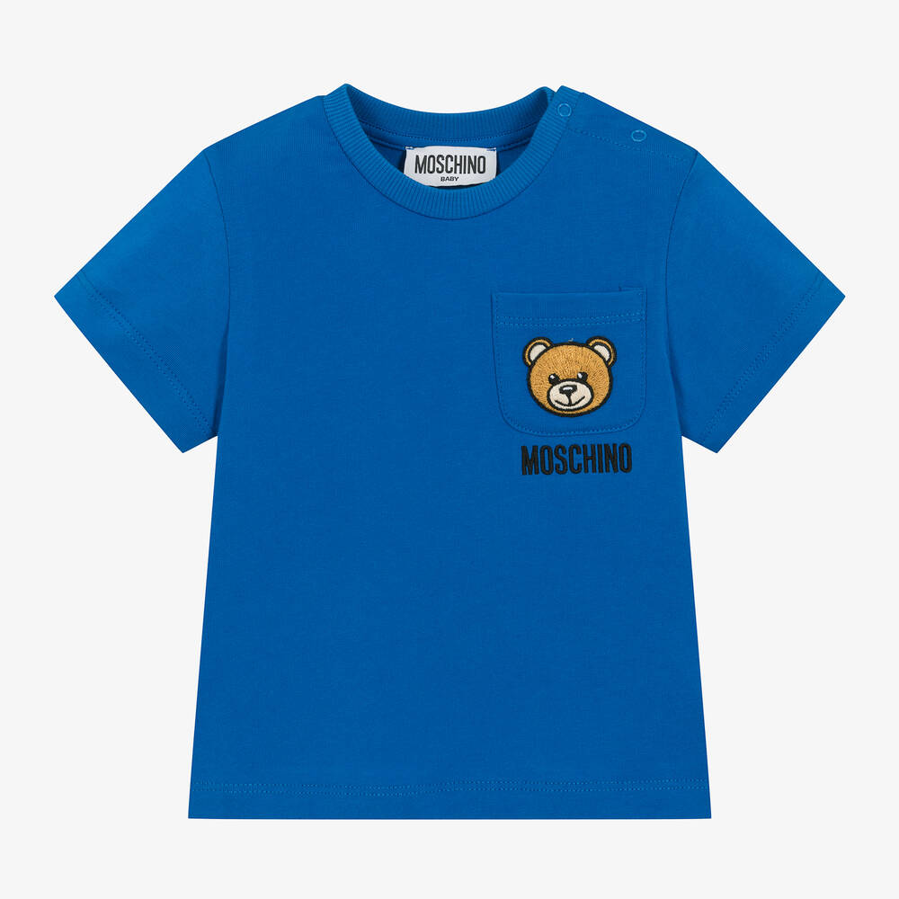 Moschino Baby - Blue Cotton Teddy Bear T-Shirt | Childrensalon