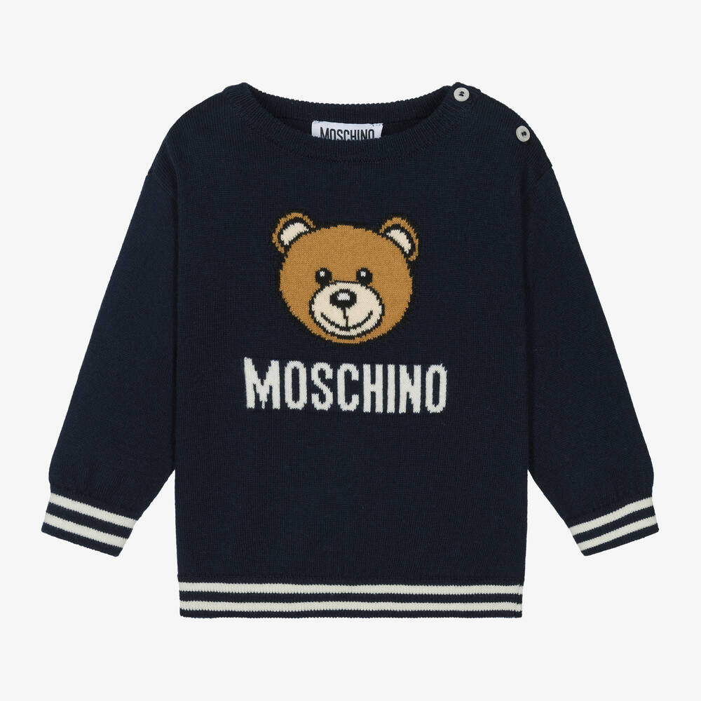 Moschino Baby -  بلوفر صوف وقطن لون أزرق | Childrensalon