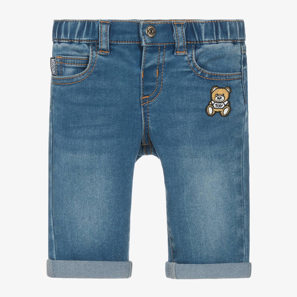 Moschino Baby - Blue Denim Teddy Logo Jeans | Childrensalon