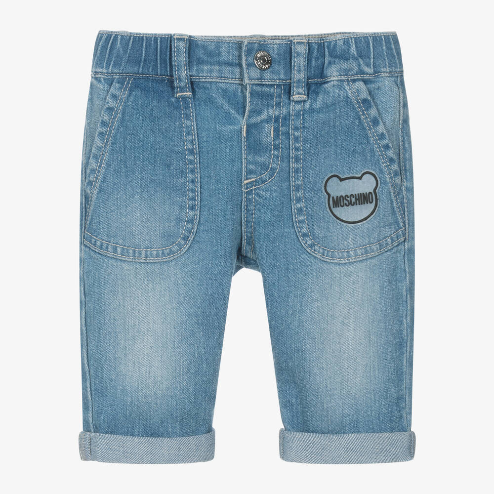 Moschino Baby - Blue Denim Teddy Logo Jeans | Childrensalon