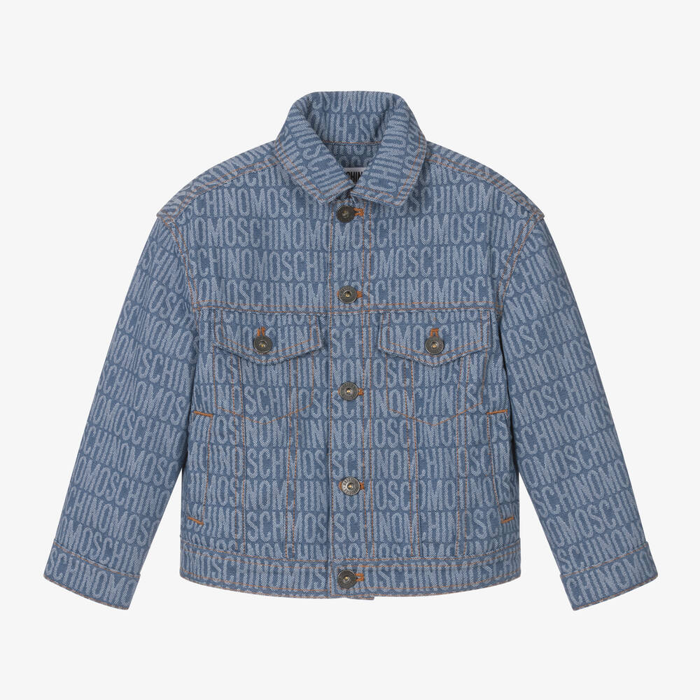Moschino Kid-Teen - Blue Jacquard Denim Jacket | Childrensalon