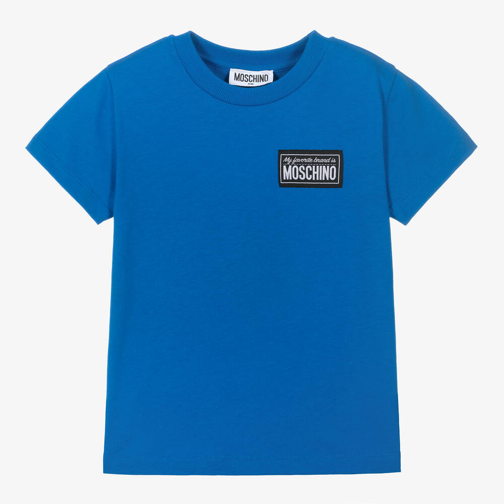 Moschino Kid-Teen - Blue Label Logo Cotton T-Shirt | Childrensalon