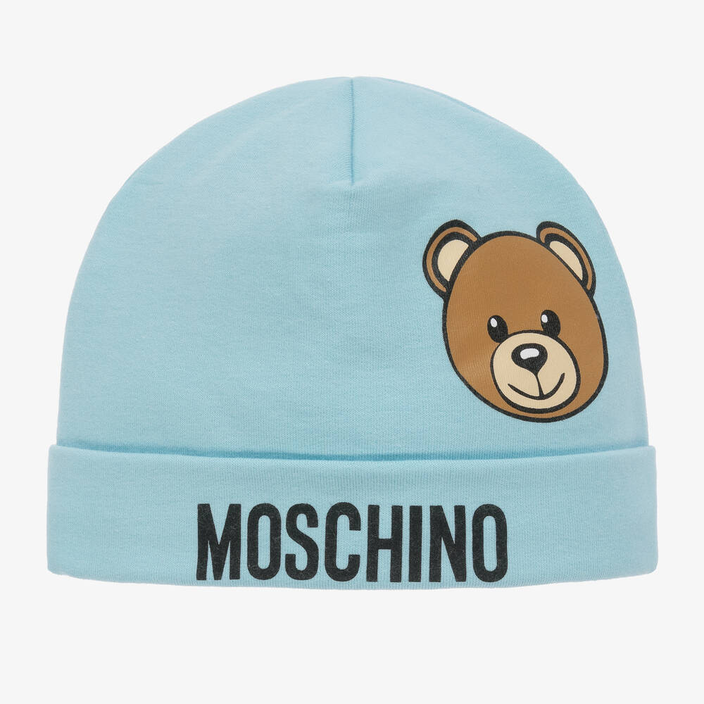 Moschino teddy logo beanie hat in pink