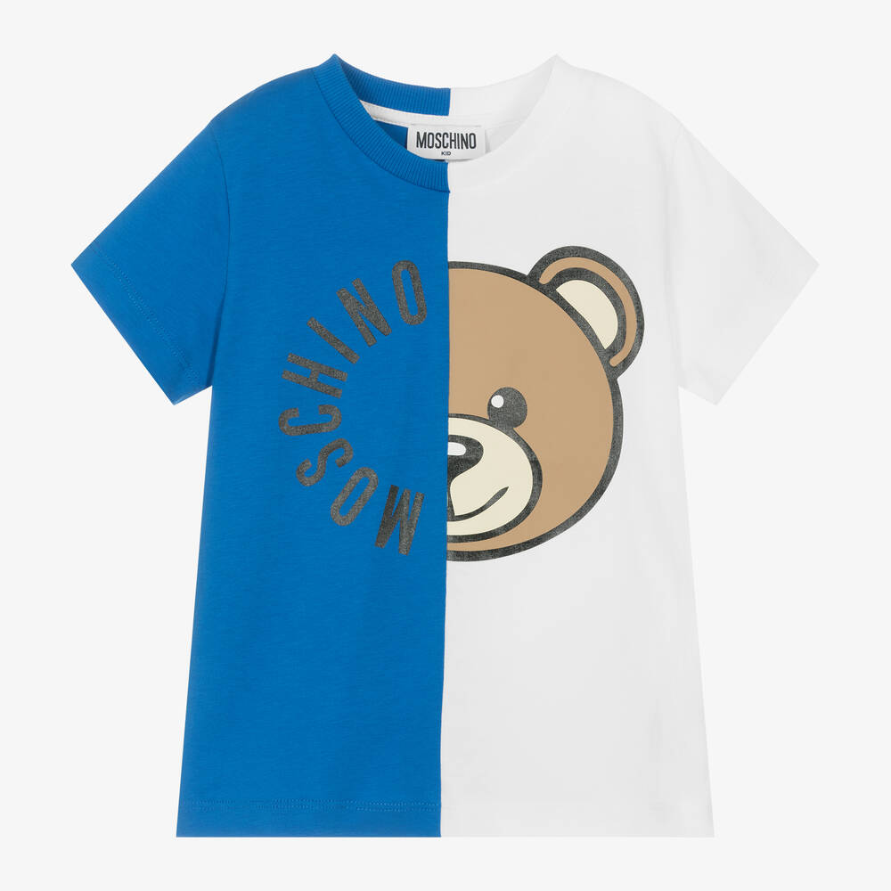 Moschino Kid-Teen - Blue Teddy Bear Cotton T-Shirt | Childrensalon