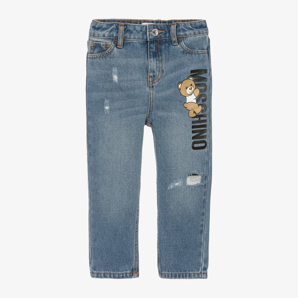 Moschino Kid-teen Blue Teddy Bear Denim Jeans