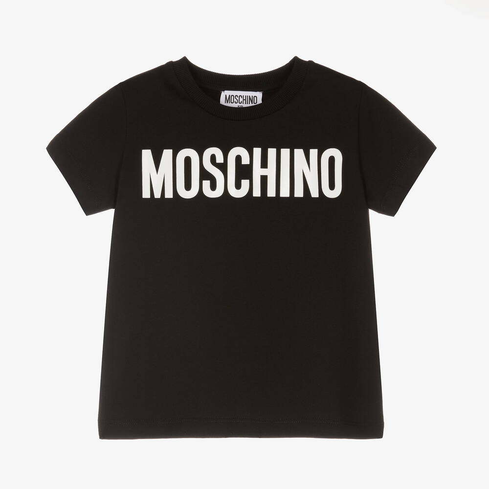 Moschino Kid-teen Babies' Boys Black Cotton Logo T-shirt